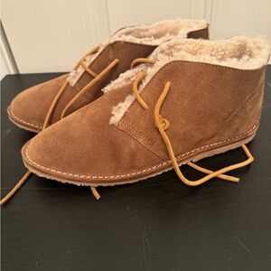 Beek Brown Suede Ankle Boots with Shearling Lining